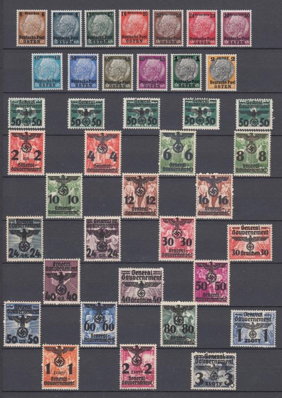 Complete Collection WWII  Third Reich Occup.Generalgouvernement MNH Luxe.