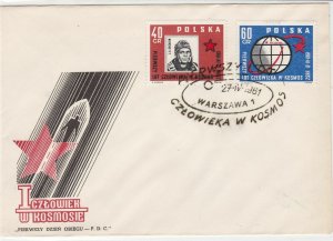 Poland 1961 Space Man in Rocket with Star FDC Stamps Cover ref R18824