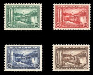 San Marino #139-142 Cat$128.75, 1932 Railway, set of four, lightly hinged