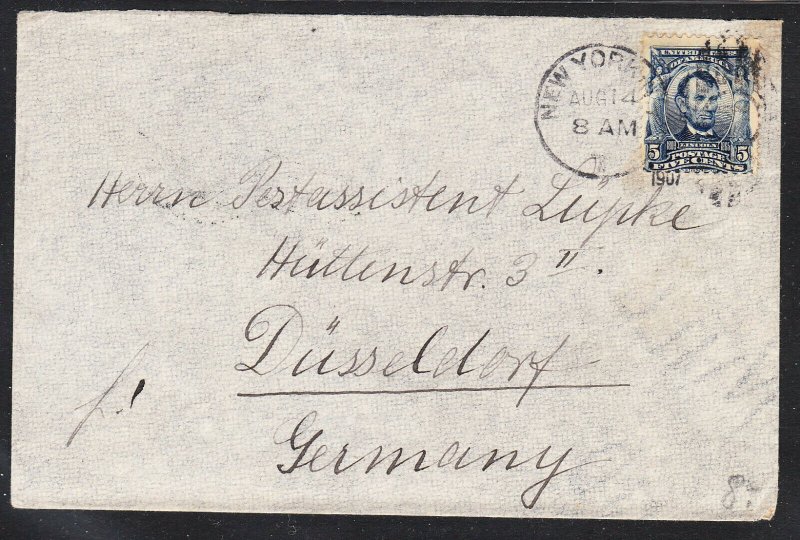 New York – Scott #304 sent to Germany – 1907