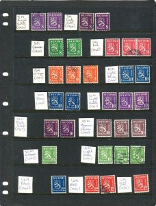 FINLAND; 1940s early Lion Types fine Duplicated USED LOT of Shades ++