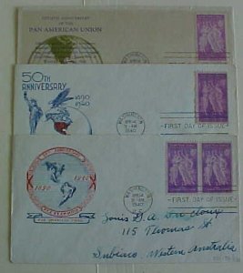 US FDC 1940 PAN AMERICAN UNION #895-27 ,28, 29 , 30