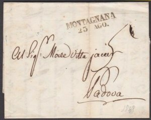 ITALY 1848 folded entire MONTAGNANA TO PADUA................................w200