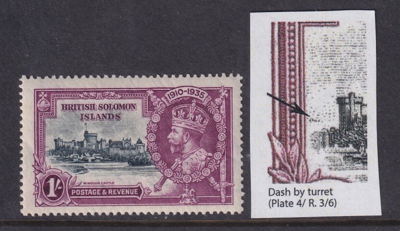 British Solomon Islands, SG 56i, MLH (sl brownish OG) Dash by Turret variety