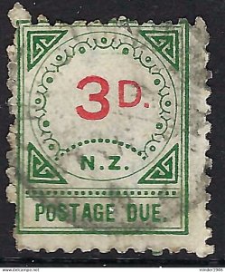 NEW ZEALAND 1899 QV 3d Vermillion & Green Postage Due SGD12 Used