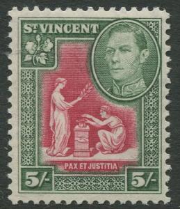 St Vincent - Scott 150- KGV Definitive -1938 - MNH - Single 5/- Stamp