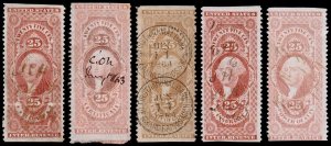 United States Revenue Scott R43b-R46b, R48b (1862-71) Used F, CV $477.50 W