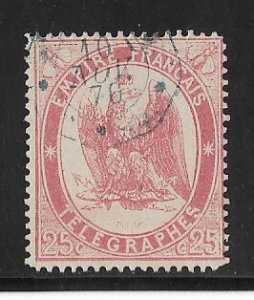 France Telegraph issues Maury #5a  25c rose red used FVF