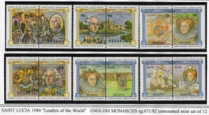 Thematic stamps ST.LUCIA 1984 ENGLISH MONARCHS 671/82 set of 12 mint