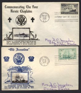 US NAVY MILITARY 1940s FOUR CROSBY FDCs CACHET FORT KEARNEY USS UTAH THE CONSTIT