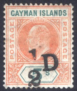 Cayman Is 1907 1/2d on 5s Vermilion & Green Scott 18 SG 18 MLH Cat $325