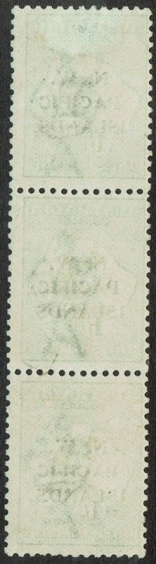 NWPI NEW GUINEA 1915 KANGAROO 1/- ABC STRIP 1ST WMK 