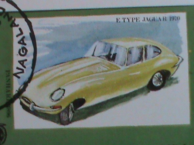 ​NAGALAND-1972 E.TYPE JAGUAR-1970 CLASSIC CAR-IMPERF :CTO S/S SHEET-VERY FINE