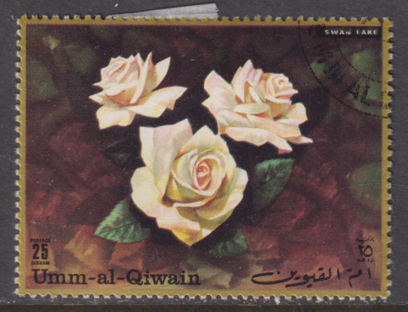 UAE Umm Al Qiwain Unlisted Swan Lake Rose Bouquet 1971