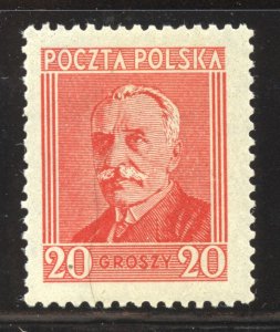 Poland Scott 245 Unused LHOG - 1927 President Ignacy Moscicki - SCV $4.00