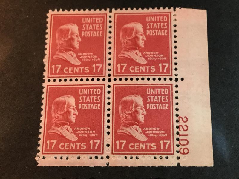 U.S. Scott # 822 Plate Block Mint Never Hinged