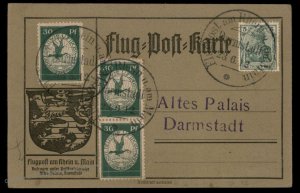 German 1912 Zeppelin Schwaben MiIIIx3 Sieger 12a Airmail Card 96780