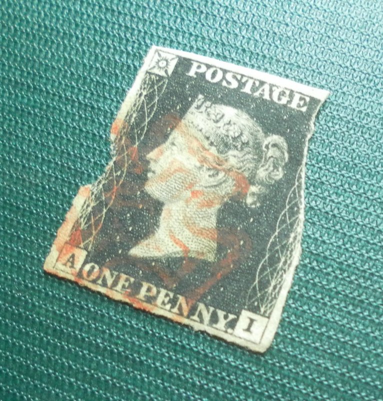 Penny Black, SG2, 1840, A and I letters, Arific...