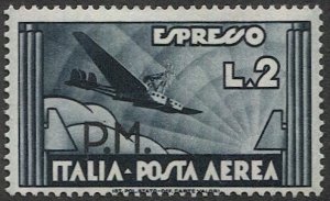 ITALY 1943 Sc MCE1  2L  MLH VF, PM Overprint, Military Air Mail
