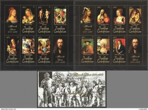 2011 Central Africa Art Albrecht Durer Paintings 1471-1528 Bl+2Kb ** Ca1054