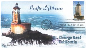 AO-4150-2, 2007, Pacific Lighthouses, FDC, Add-on Cachet, St George Reef, Califo