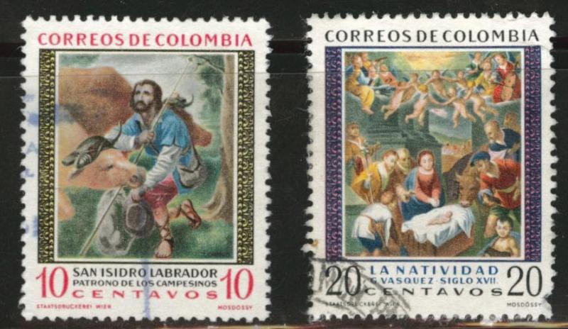 Colombia 722-723 used stamps corner problem on one