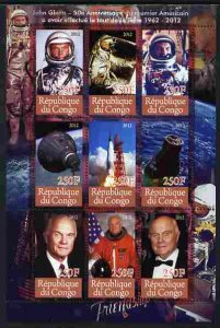 CONGO B. - 2012 - Space, John Glenn - Perf 9v Sheet - MNH - Private Issue