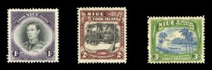 Niue #73-75 Cat$36, 1938 1sh-3sh, set of three, hinged