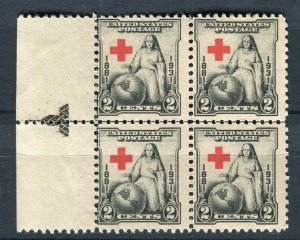 USA; 1931 . Pictorial issue MINT MNH Unmounted 2c. BLOCK, Red Cross