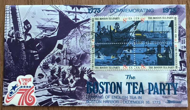 US #1480-1483 (1483a) MNH Fleetwood FDC Boston Tea Party SCV $3.00