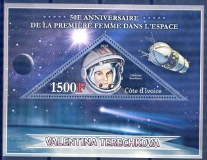 Ivory Coast 2013 Space (I) First Women V. Tereshkova S/S MNH