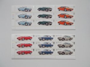 GB QEII 2013 British Auto Legends Set of 6 in Cylinder Blocks of 9 Superb U/M