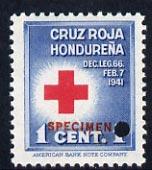 Honduras 1941 Obligatory Tax - Red Cross 1c blue & re...