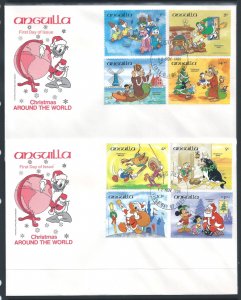 Anguilla #596-602,4 (2 FDC) Disney - Christmas '84