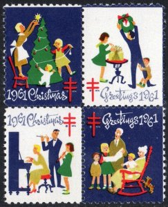 WX209 Christmas Seal Block of Four (1961) MNH