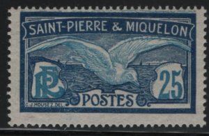 St Pierre et Miquelon 1909-30 MNH Sc 88 25c Fulmar Petrel Varieties