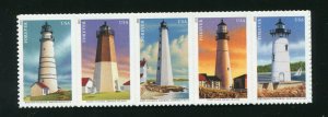 4791 - 4795 New England Lighthouses Strip of 5 Forever Stamps  