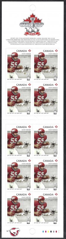 Canada #2571a P Calgary Stampeders (2012). Booklet of 10 stamps. MNH