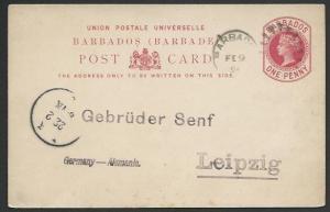 BARBADOS 1894 1d postcard used to Germany..................................56883