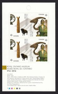ROYAL ONTARIO MUSEUM = BK Page of 4 stamps Canada 2014 #2725-2726 MNH