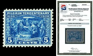 Scott 550 1920 5c Pilgrim Tercentenary Issue Mint Graded XF 90 LH with PSE CERT!