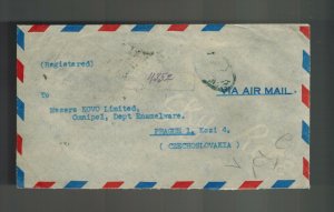 1949 Saudi Arabia Airmail cover to Czechoslovakia