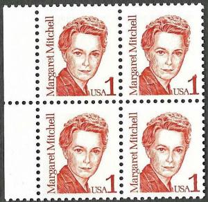 US 2168 - Margaret Mitchell - Block of 4 - MNH/OG -1986