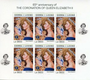 Sierra Leone Royalty Stamps 2018 MNH Queen Elizabeth II Coronation 4x 6v M/S