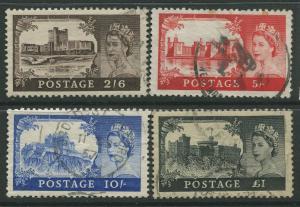 STAMP STATION PERTH Great Britain #309-312 QEII Castle Definitive Used CV$52.50.