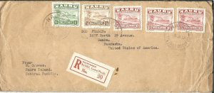 Nauru Island to Omaha, NE 1938 Registered w/letter (48494)