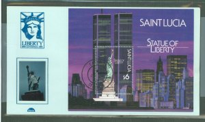 St. Lucia 884 Statue of Liberty Centenary; Unofficial cover only 10 made