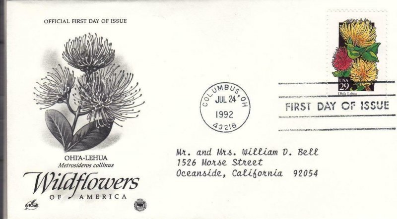 1992, Wildflowers-Ohi'a-Lehua, Artcraft/PCS, FDC (E9004)