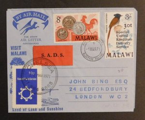 1971 Malawi Airmail Cover Blantyre to Bedfordbury London England Randall Special