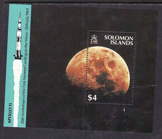 Solomon Is-Sc#647-unused NH sheet-Space-Space-Moon Landing-1989-